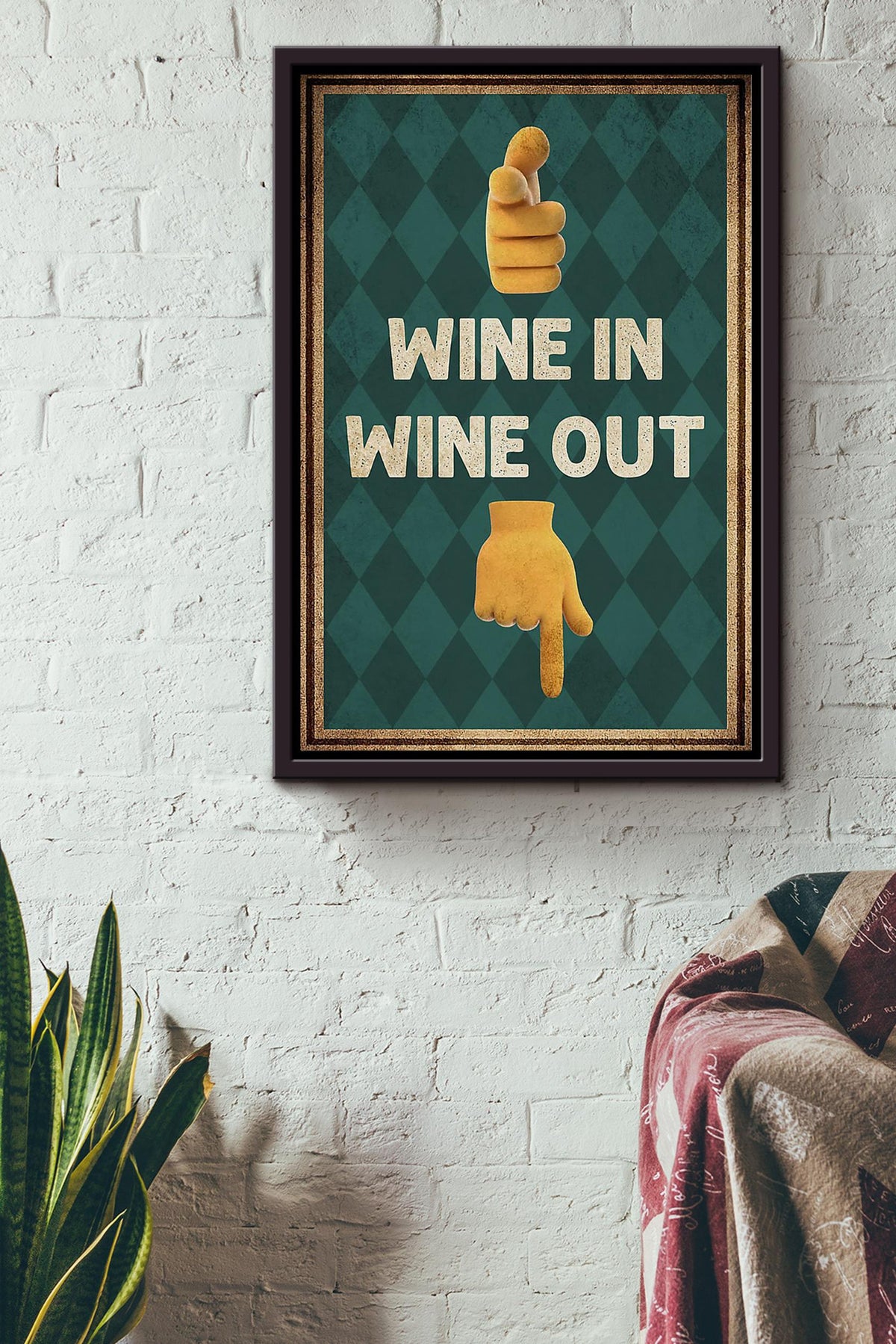 Wine In Wine Out Poster For Bar Pub Decor Wine Lover Framed Canvas