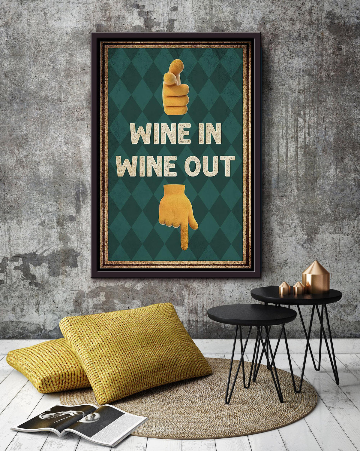 Wine In Wine Out Poster For Bar Pub Decor Wine Lover Framed Canvas