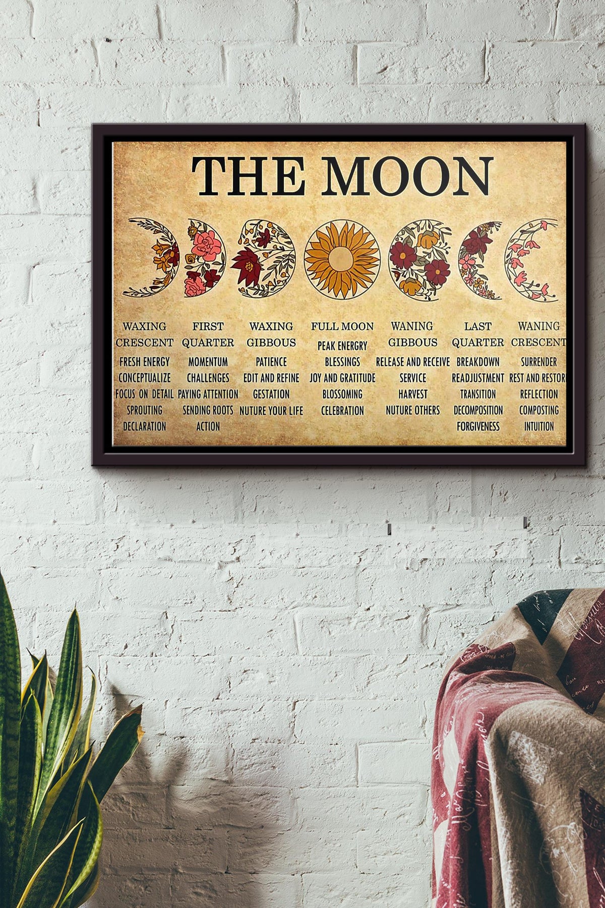 The Moon Waxing Crescent First Quarter Poster n Framed Matte Canvas
