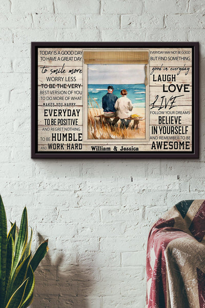 Old Couple At The Beach Today Is A Good Day Poster n Framed Matte Canvas