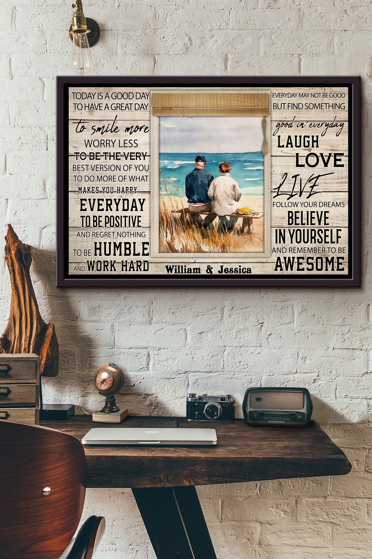 Old Couple At The Beach Today Is A Good Day Poster n Framed Matte Canvas