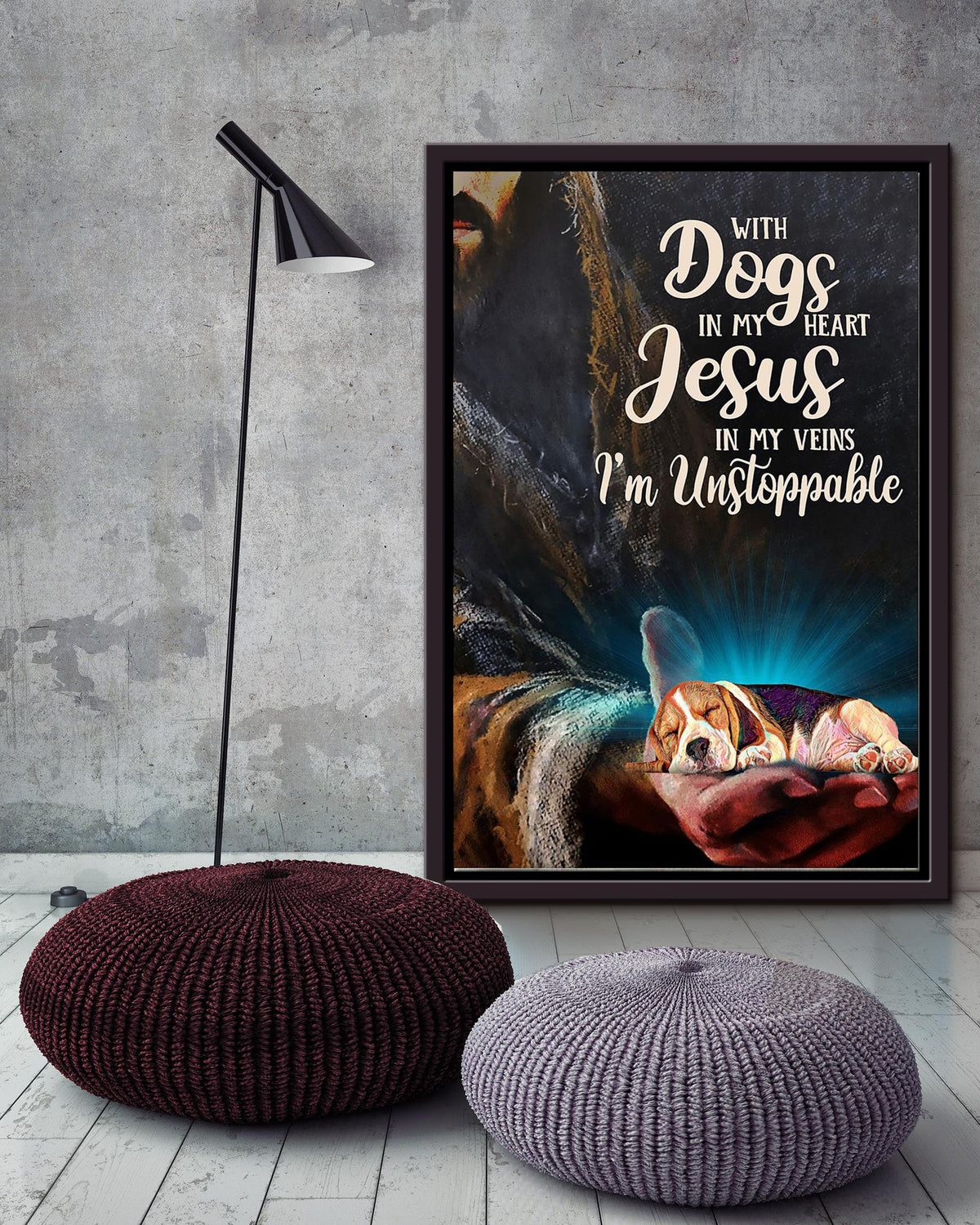 With Dogs In My Heart Jesus In My Veins God Wall Art For Christian Home Decor Framed Matte Canvas Framed Prints, Canvas