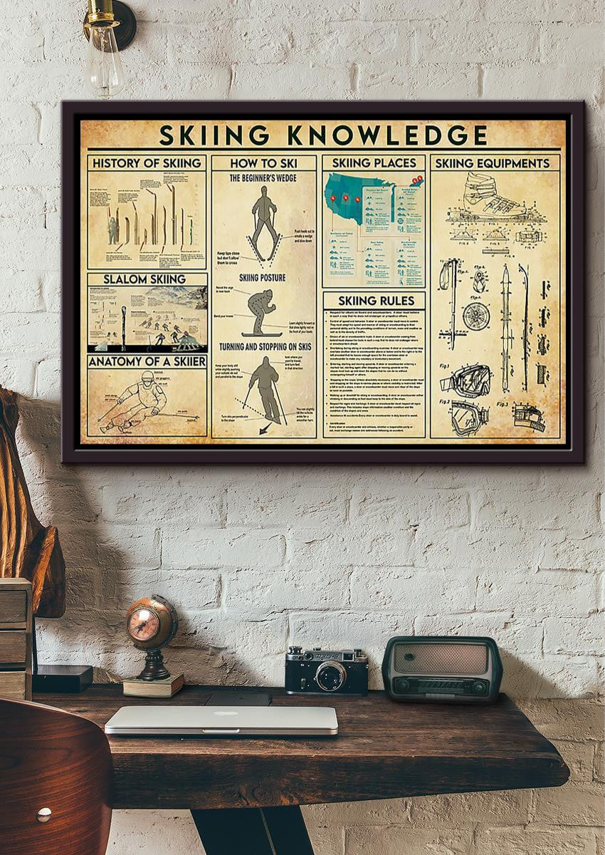 Skiing Basic Information Knowledge Wall Art Gift For Sporter Skiier Framed Prints, Canvas