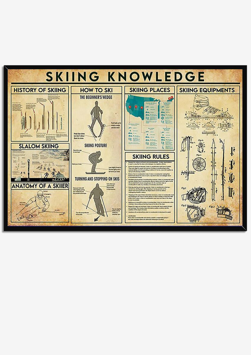 Skiing Basic Information Knowledge Wall Art Gift For Sporter Skiier Framed Prints, Canvas