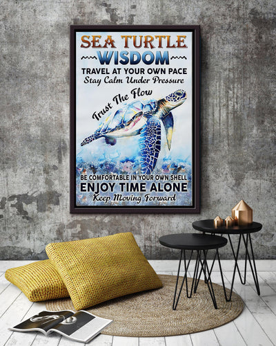 Sea Turtle Wisdom Inspiration Quote Wall Art For Home Decor Housewarming Framed Canvas Framed Prints, Canvas