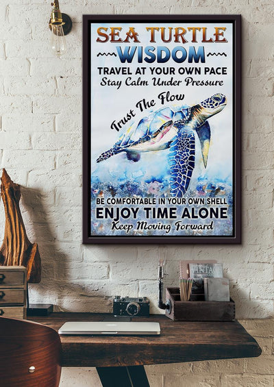 Sea Turtle Wisdom Inspiration Quote Wall Art For Home Decor Housewarming Framed Canvas Framed Prints, Canvas