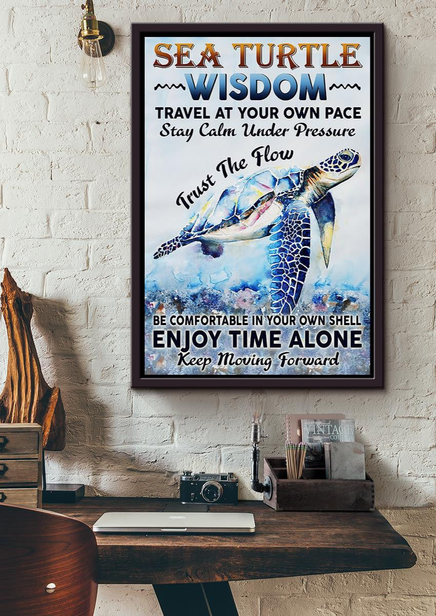 Sea Turtle Wisdom Inspiration Quote Wall Art For Home Decor Housewarming Framed Canvas Framed Prints, Canvas