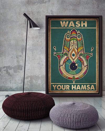 Wash Your Hamsa Namaste Chakra Wall Art For Yoga Studio Decor Framed Canvas Framed Prints, Canvas