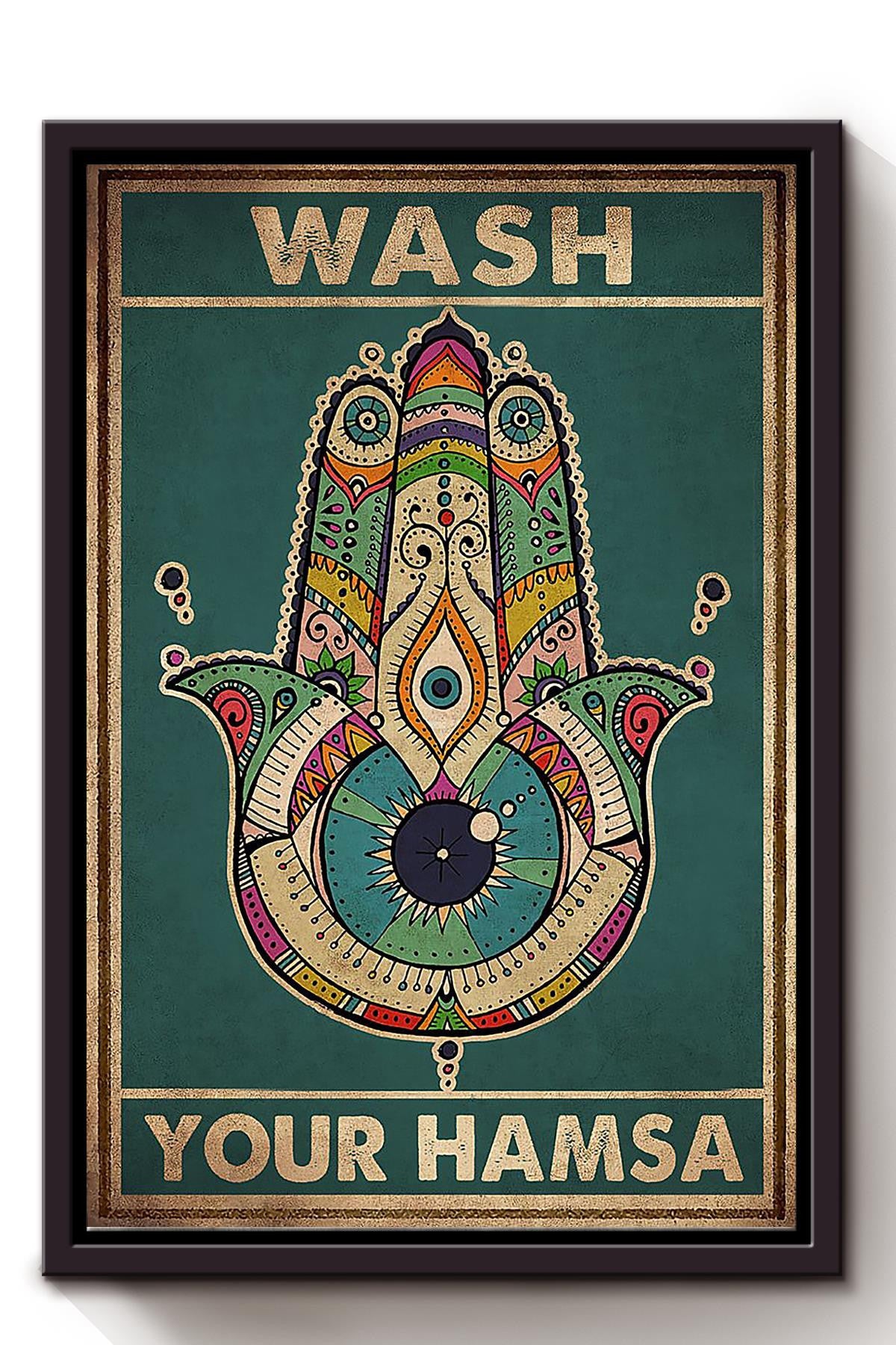 Wash Your Hamsa Namaste Chakra Wall Art For Yoga Studio Decor Framed Canvas Framed Prints, Canvas