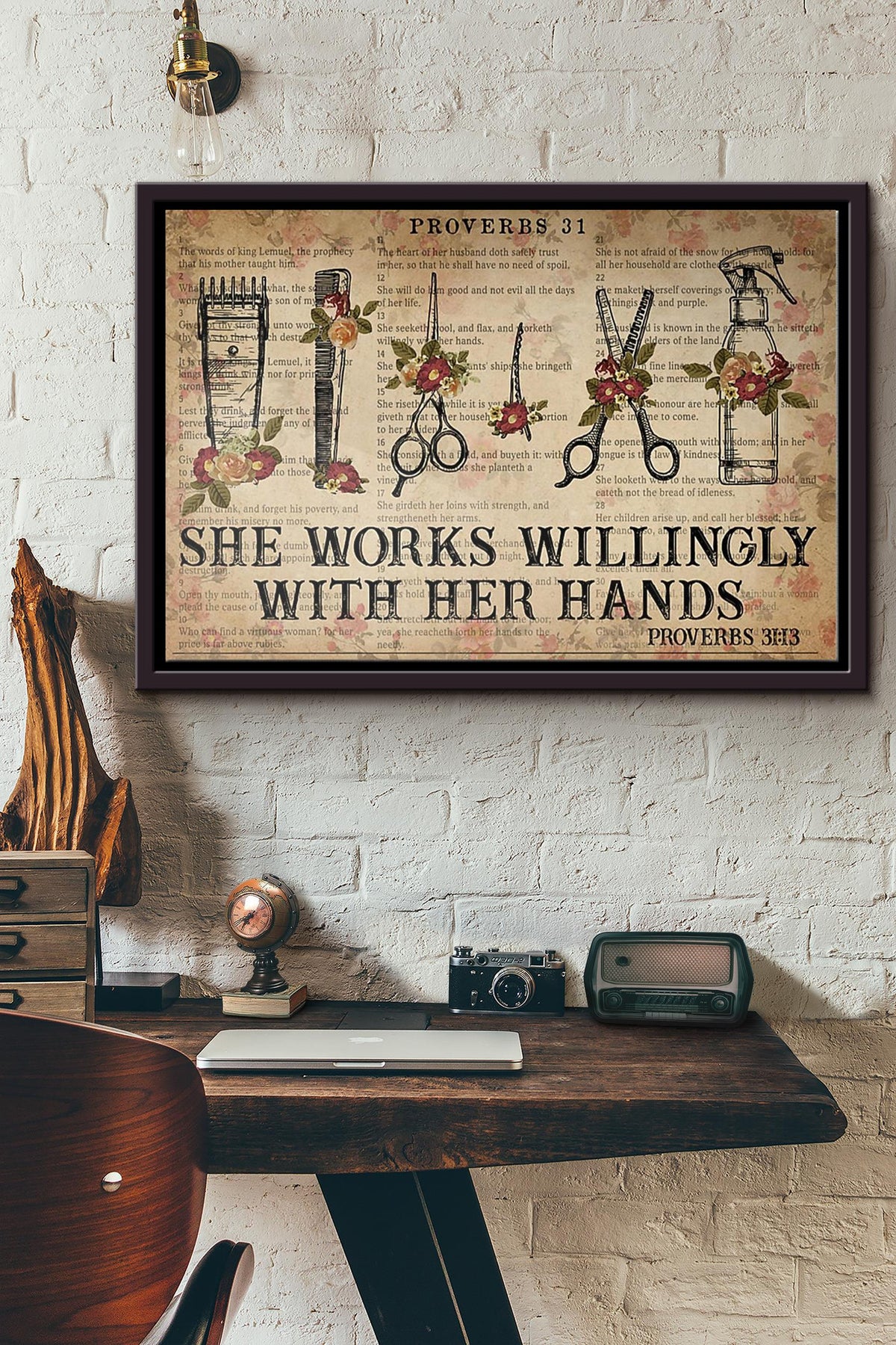 She Works Willingly With Her Hands Poster n Framed Matte Canvas