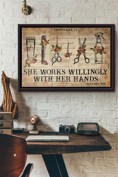 She Works Willingly With Her Hands Poster n Framed Matte Canvas