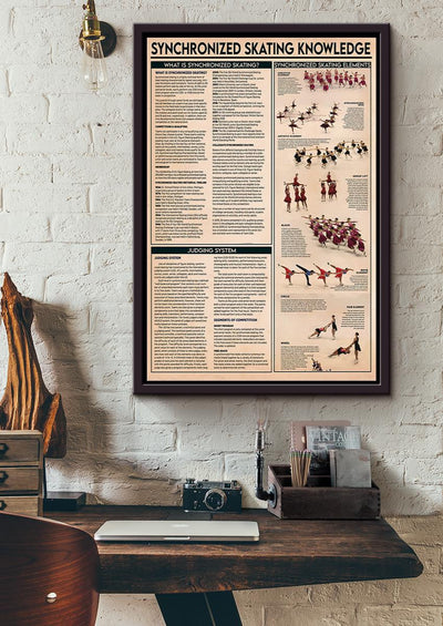 Synchronized Skating Knowledge Wall Art Gift For Synchronized Skater Skating Rink Decor Framed Matte Canvas Framed Prints, Canvas