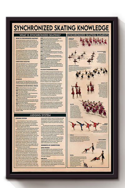 Synchronized Skating Knowledge Wall Art Gift For Synchronized Skater Skating Rink Decor Framed Matte Canvas Framed Prints, Canvas