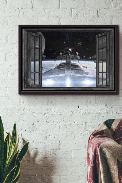 Window View Space Ufo Poster n Framed Matte Canvas