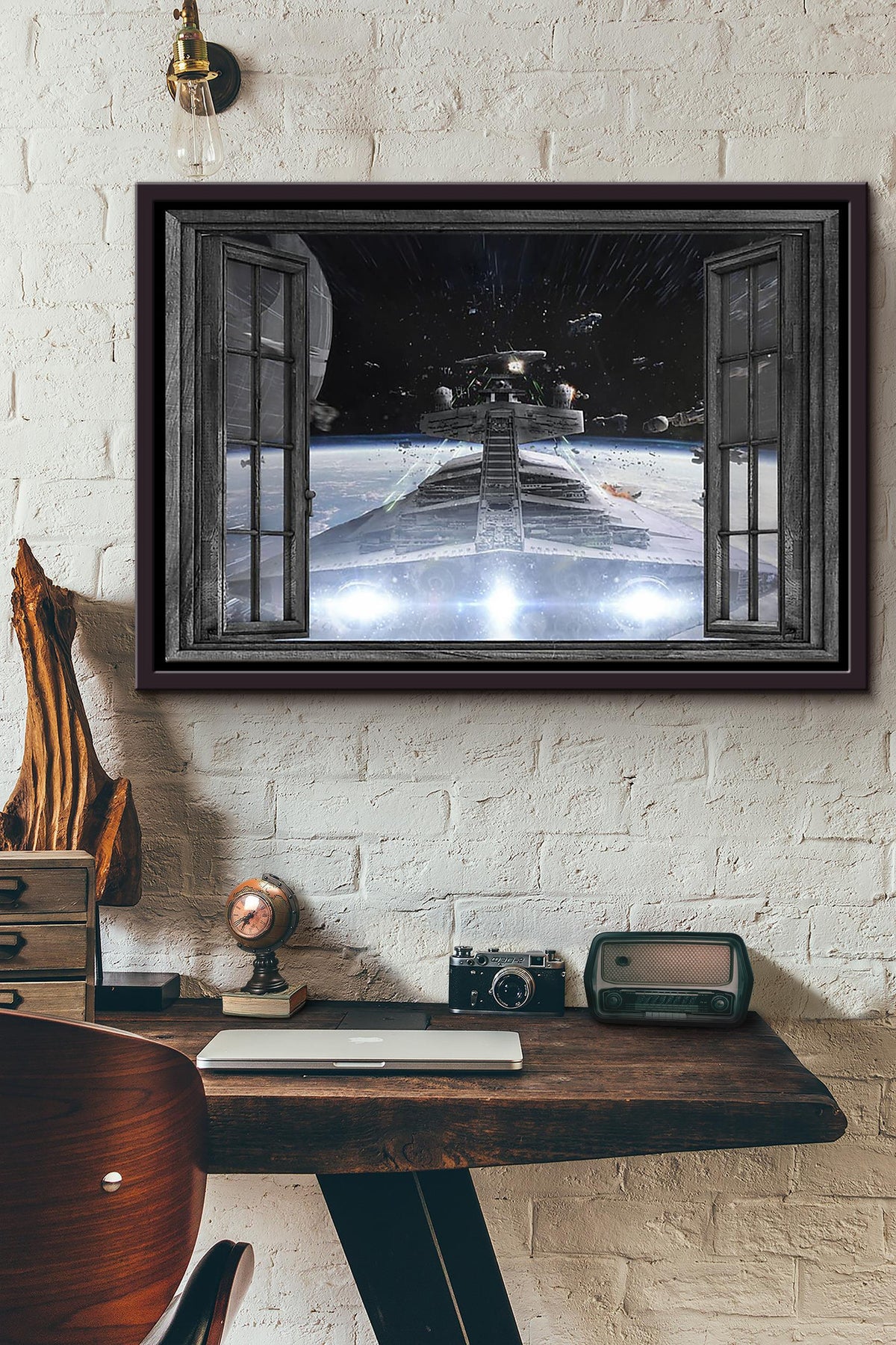 Window View Space Ufo Poster n Framed Matte Canvas