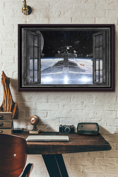 Window View Space Ufo Poster n Framed Matte Canvas