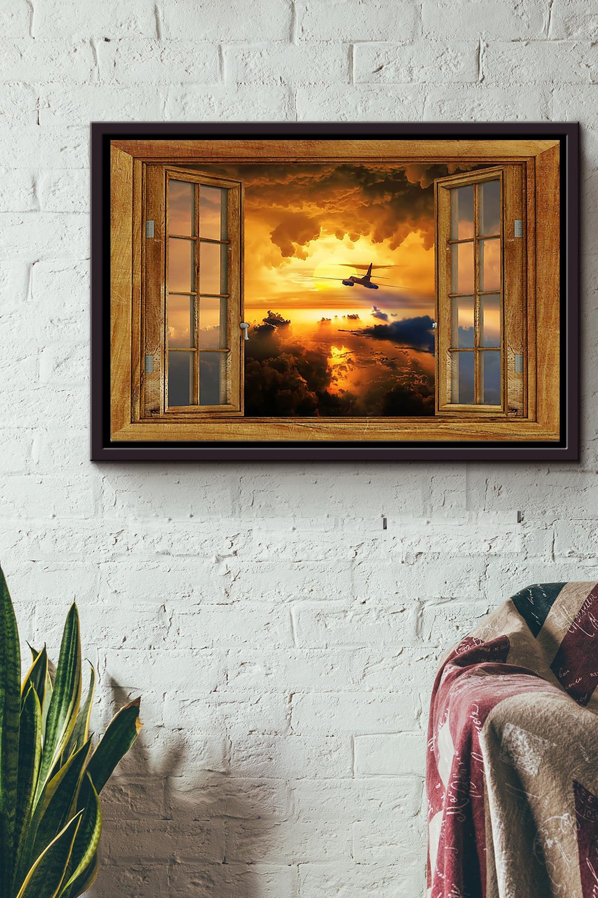 Window View Airplane Poster n Framed Matte Canvas
