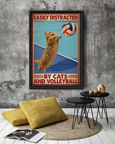Volleyball Easily Distracted By Cats And Volleyball Wall Art For Volleyball Lover Framed Canvas Framed Prints, Canvas