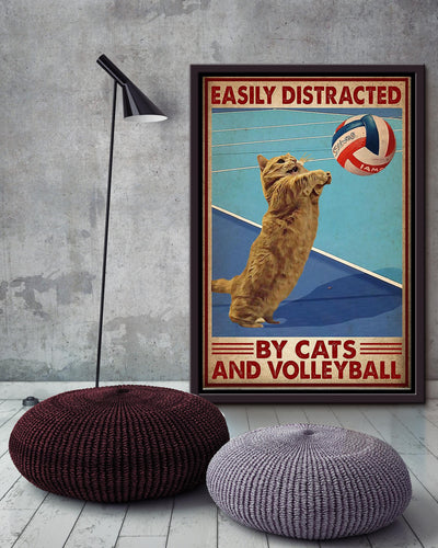 Volleyball Easily Distracted By Cats And Volleyball Wall Art For Volleyball Lover Framed Canvas Framed Prints, Canvas
