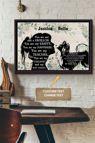 Papillon Girl Therapist Best Friend Personalized Poster - Animal Wall Art - Gift For Dog Lover Dog Foster Puppy Fan Framed Matte Canvas Framed Prints, Canvas