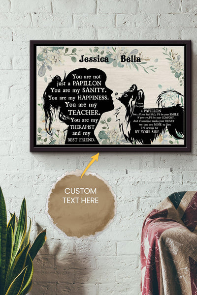 Papillon Girl Therapist Best Friend Personalized Poster - Animal Wall Art - Gift For Dog Lover Dog Foster Puppy Fan Framed Matte Canvas Framed Prints, Canvas
