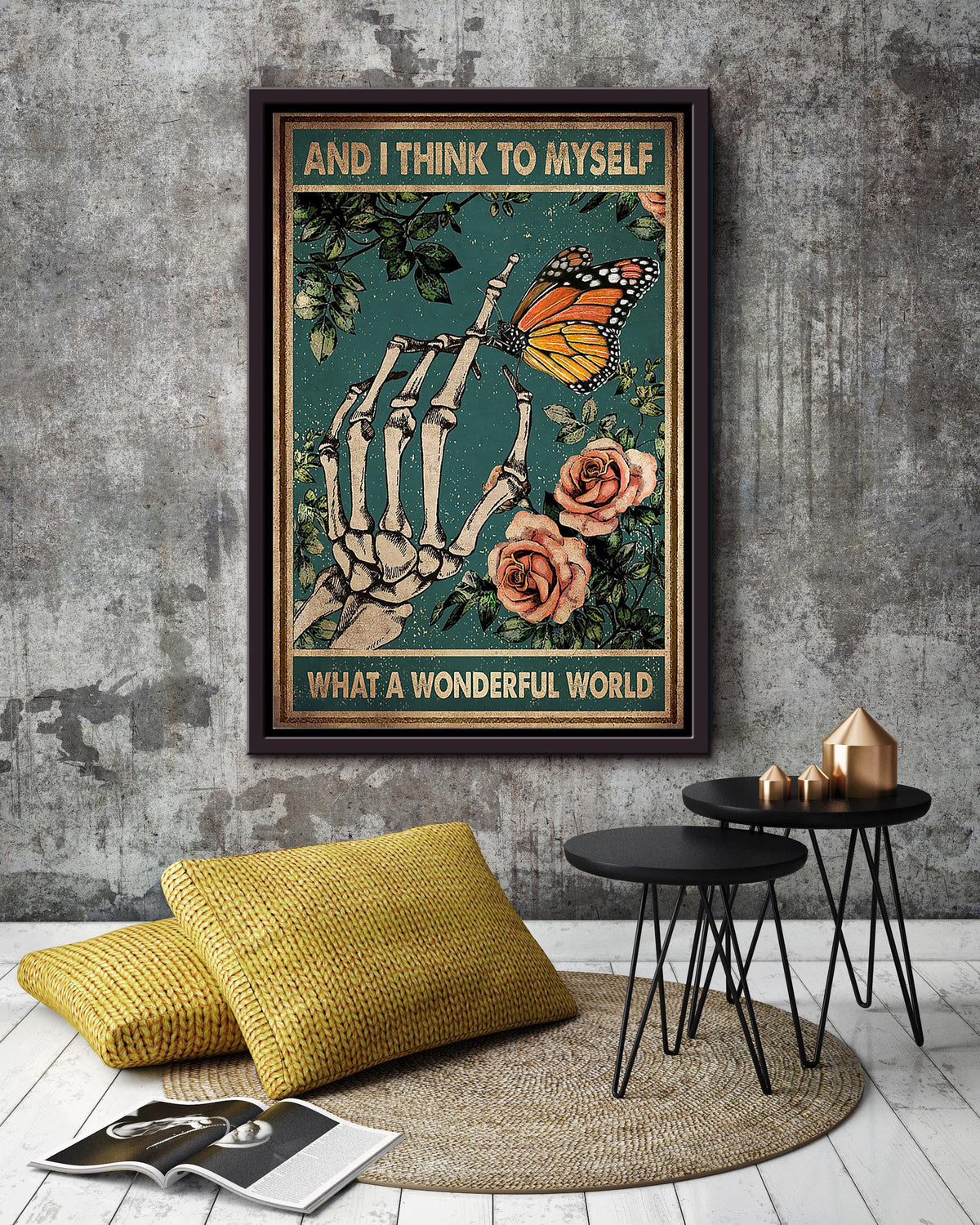 What A Wonderful World Poster Decor Art For Home Halloween Framed Canvas