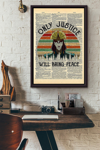 Only Justice Will Bring Peace Girls Wall Decor Gift For International Women Day Home Decor Girlfriend Framed Canvas