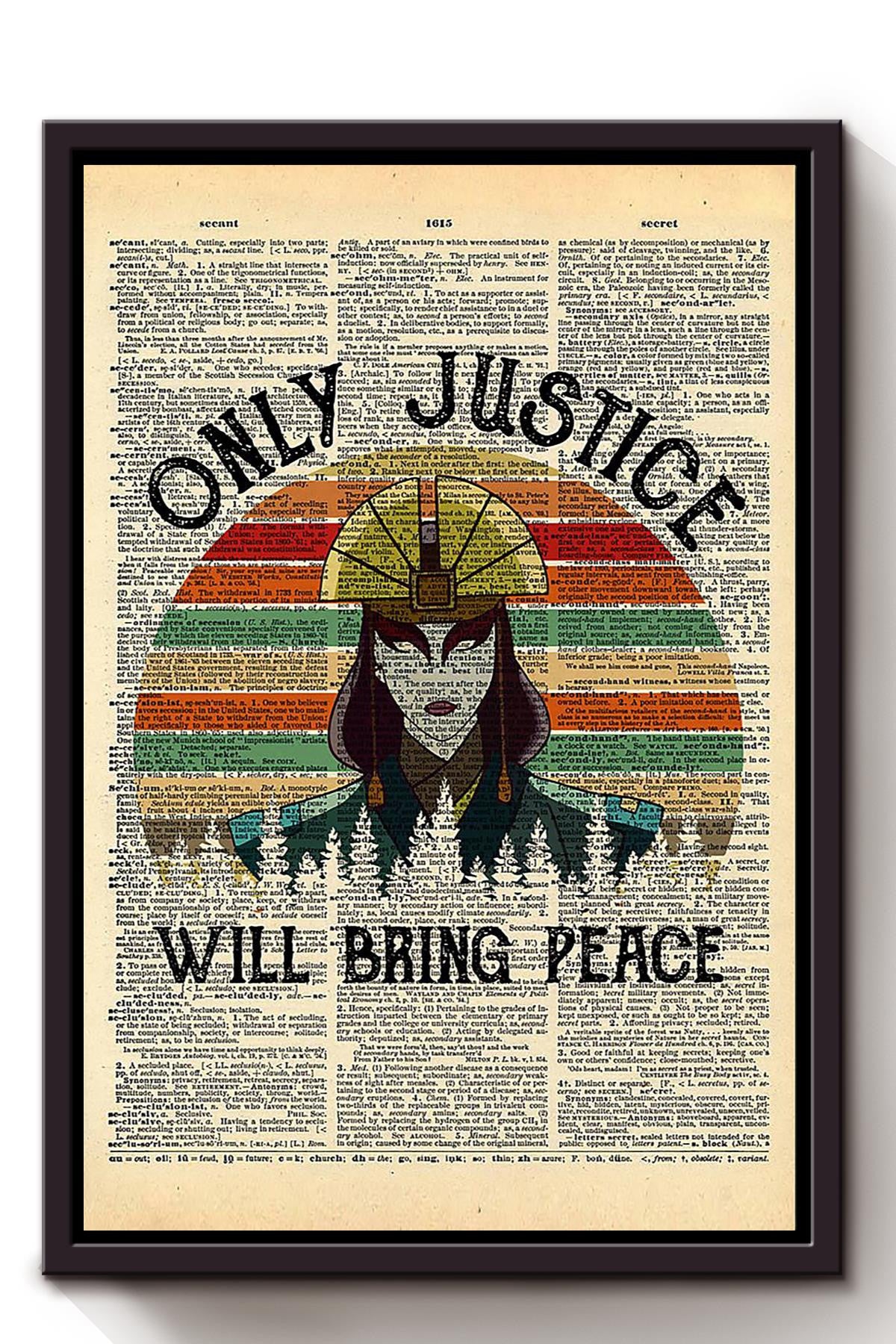 Only Justice Will Bring Peace Girls Wall Decor Gift For International Women Day Home Decor Girlfriend Framed Canvas