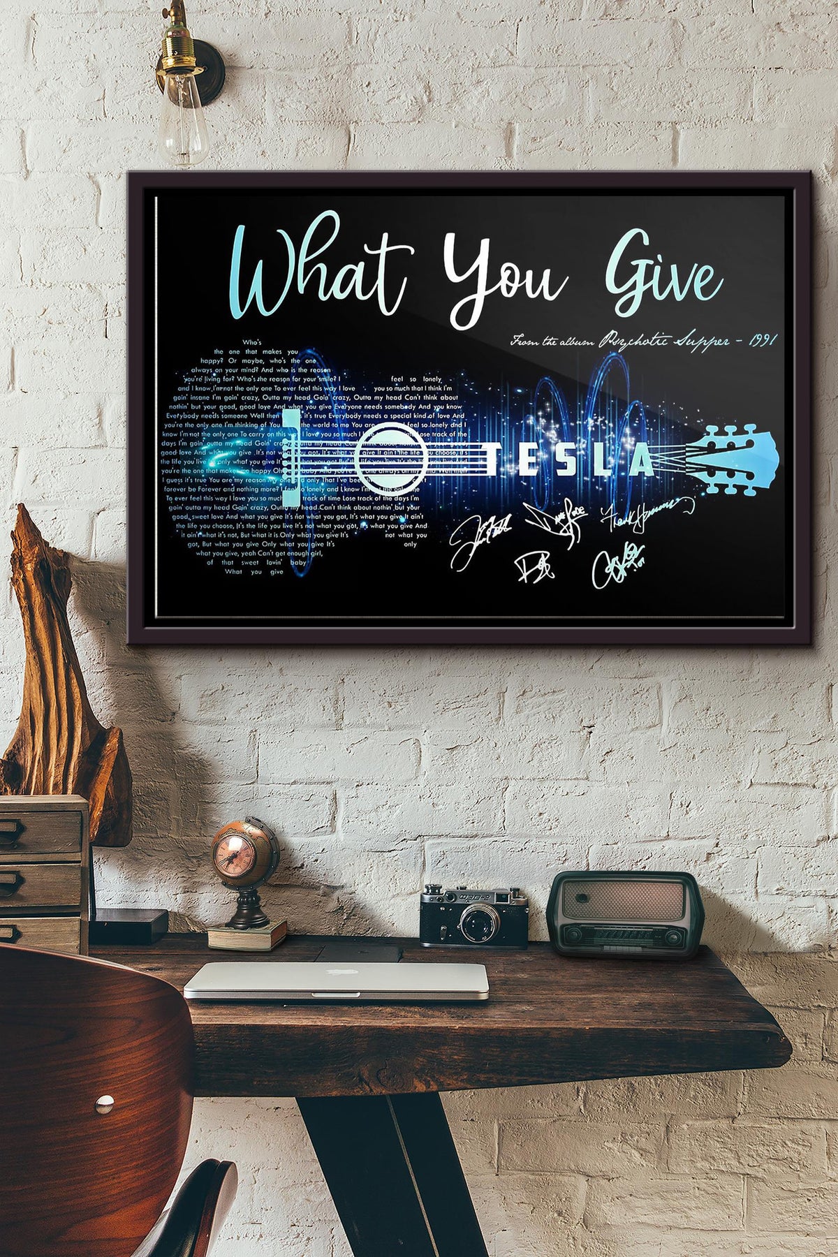 What You Give Guitar Teaslsignature Poster n Framed Matte Canvas