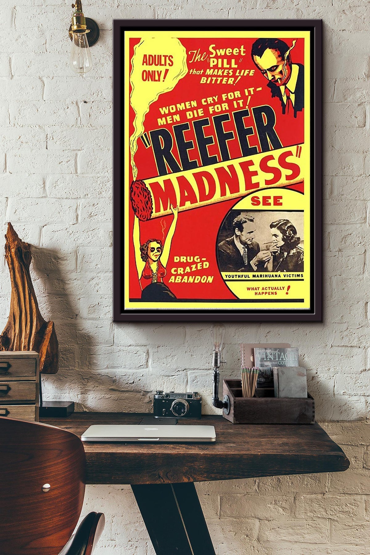 Reefer Madness Poster Framed Matte Canvas