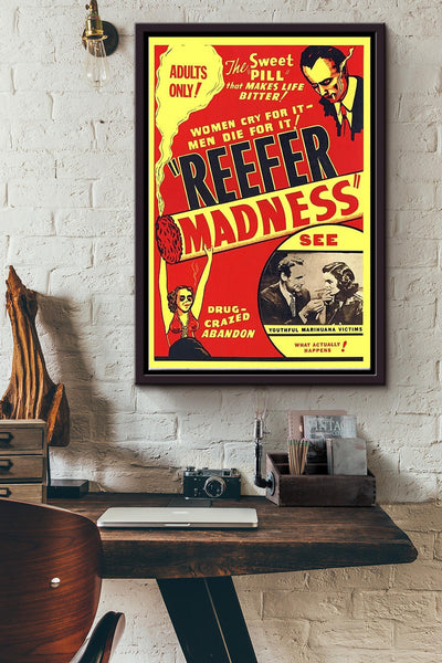 Reefer Madness Poster Framed Matte Canvas