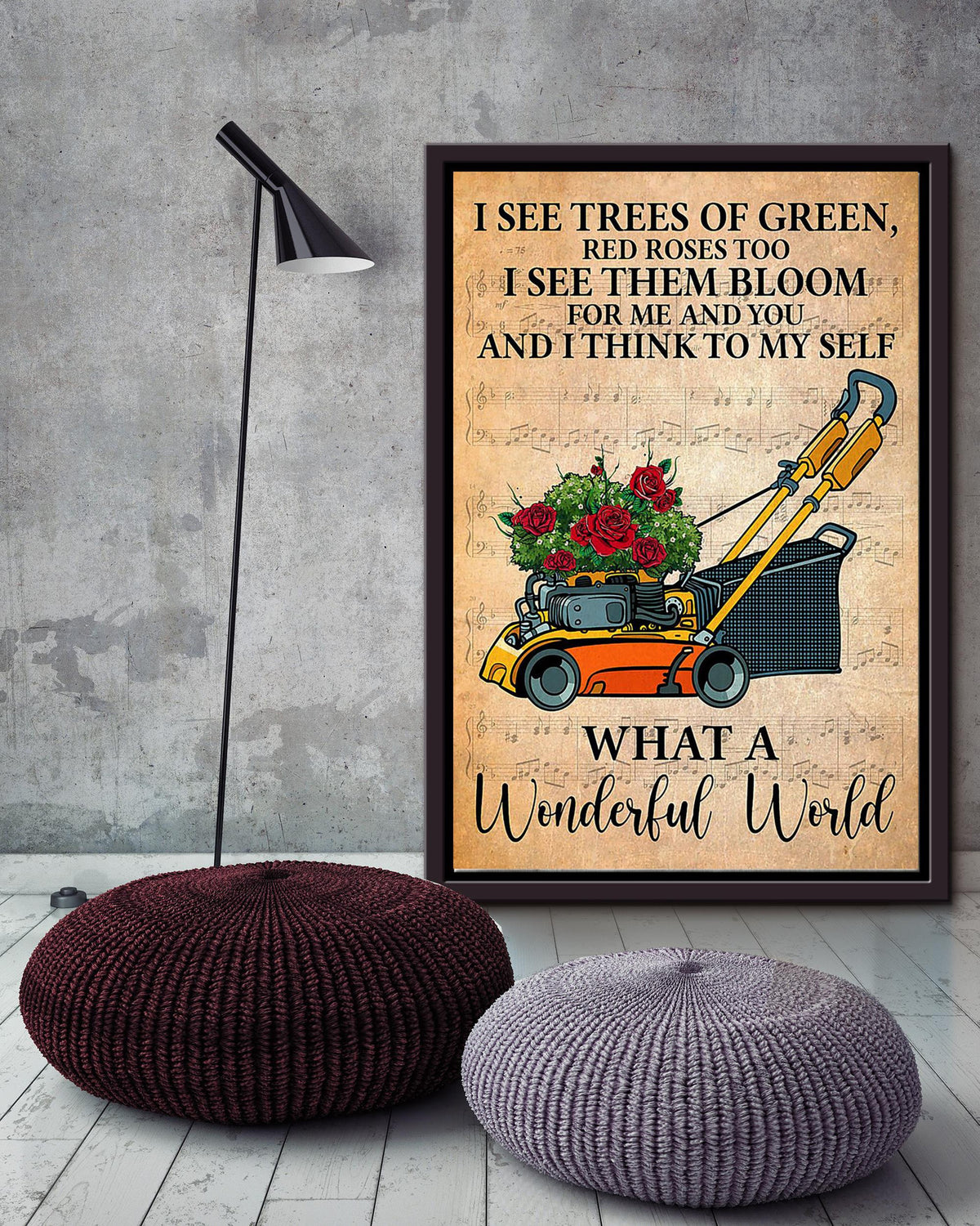 What A Wonderful World Lyrics Gardening Wall Art For Gardener Home Decor Framed Matte Canvas Framed Prints, Canvas