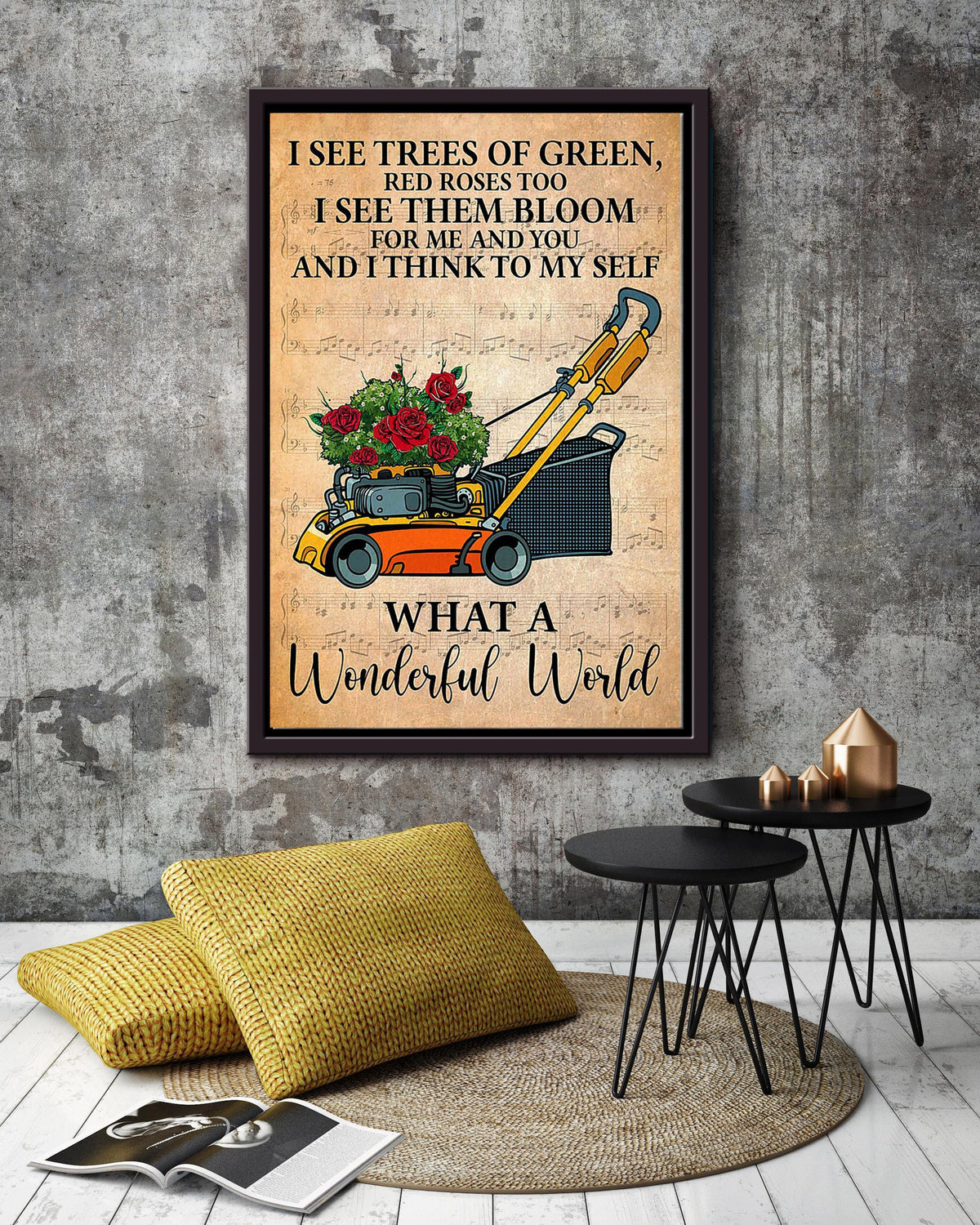 What A Wonderful World Lyrics Gardening Wall Art For Gardener Home Decor Framed Matte Canvas Framed Prints, Canvas