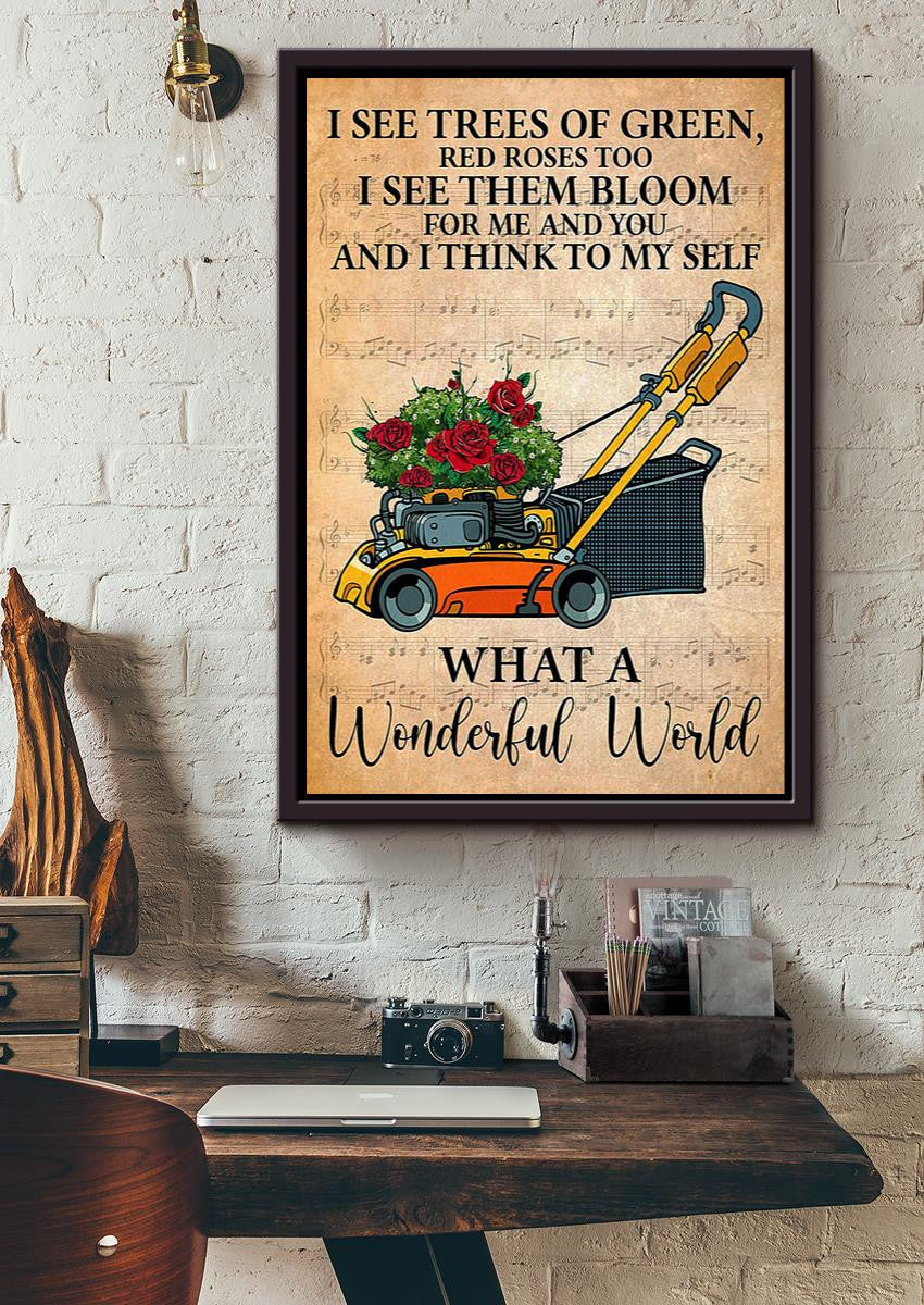 What A Wonderful World Lyrics Gardening Wall Art For Gardener Home Decor Framed Matte Canvas Framed Prints, Canvas