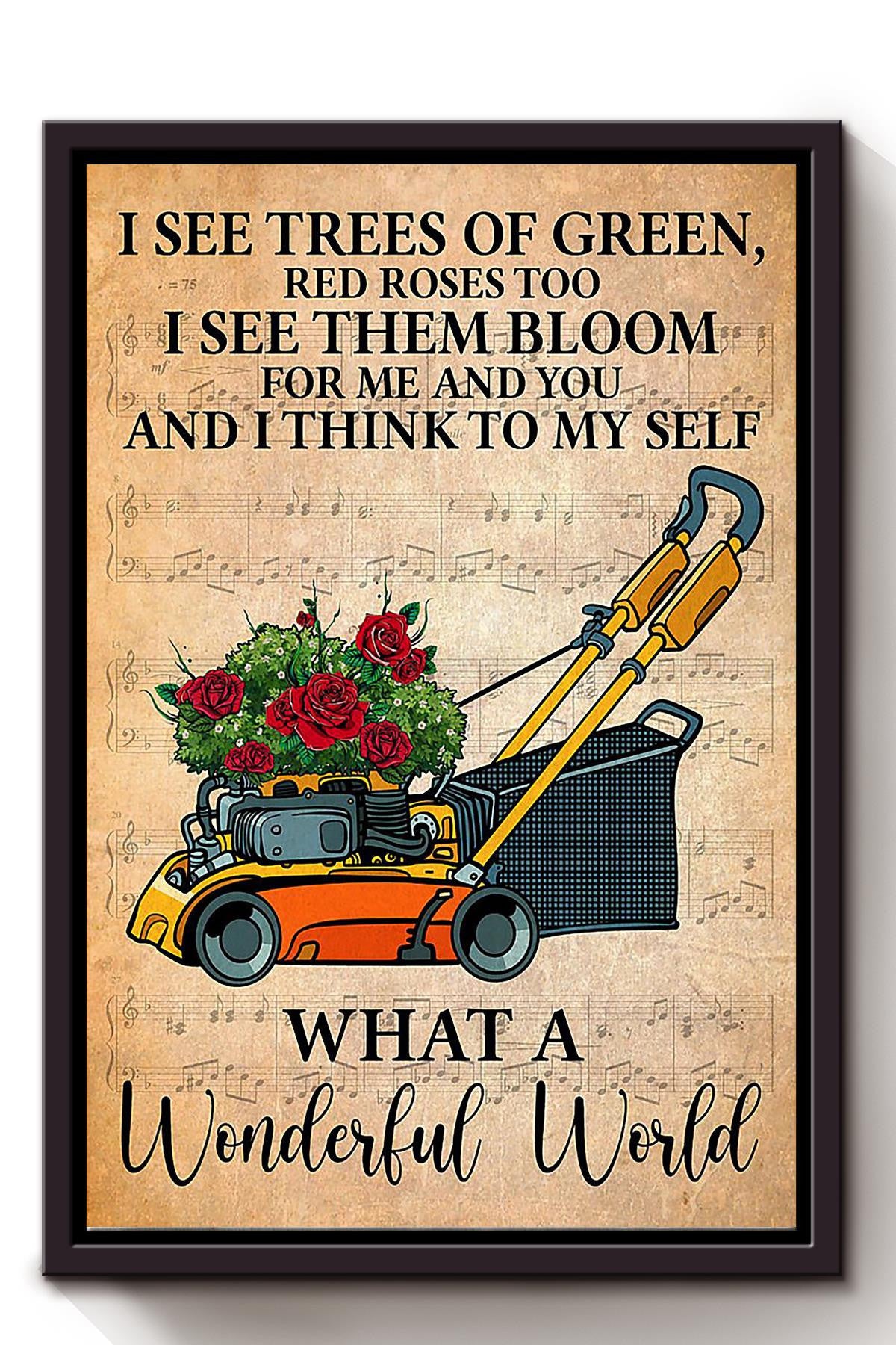 What A Wonderful World Lyrics Gardening Wall Art For Gardener Home Decor Framed Matte Canvas Framed Prints, Canvas