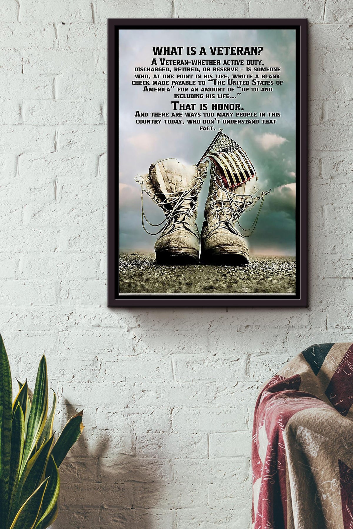 What Is A Veteran That Is Honor American Veteran Poster Framed Matte Canvas