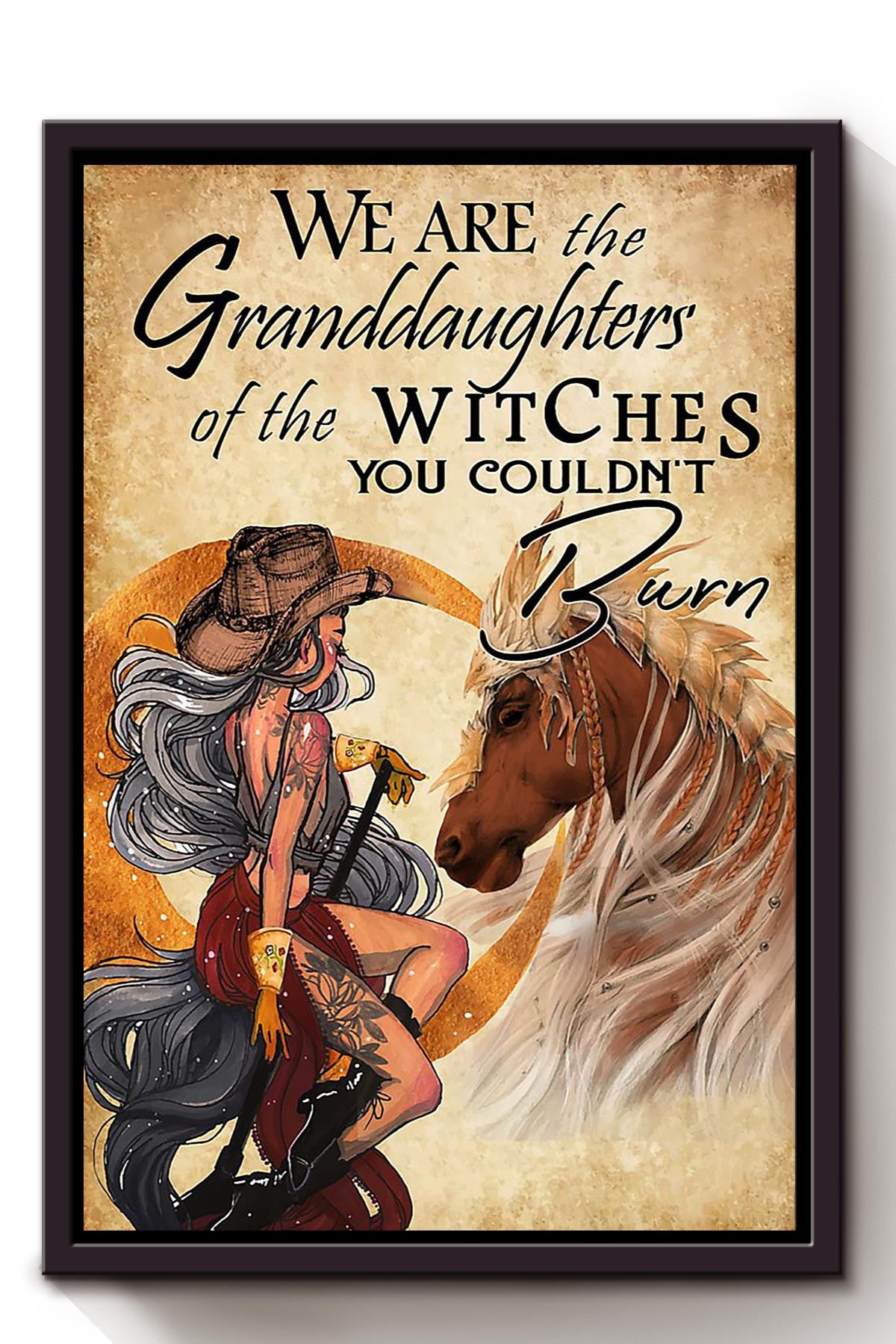 Witch Cowgirl Halloween Wall Decor Gift For Pumpkin Carving Ideas Halloween Decorations Framed Canvas
