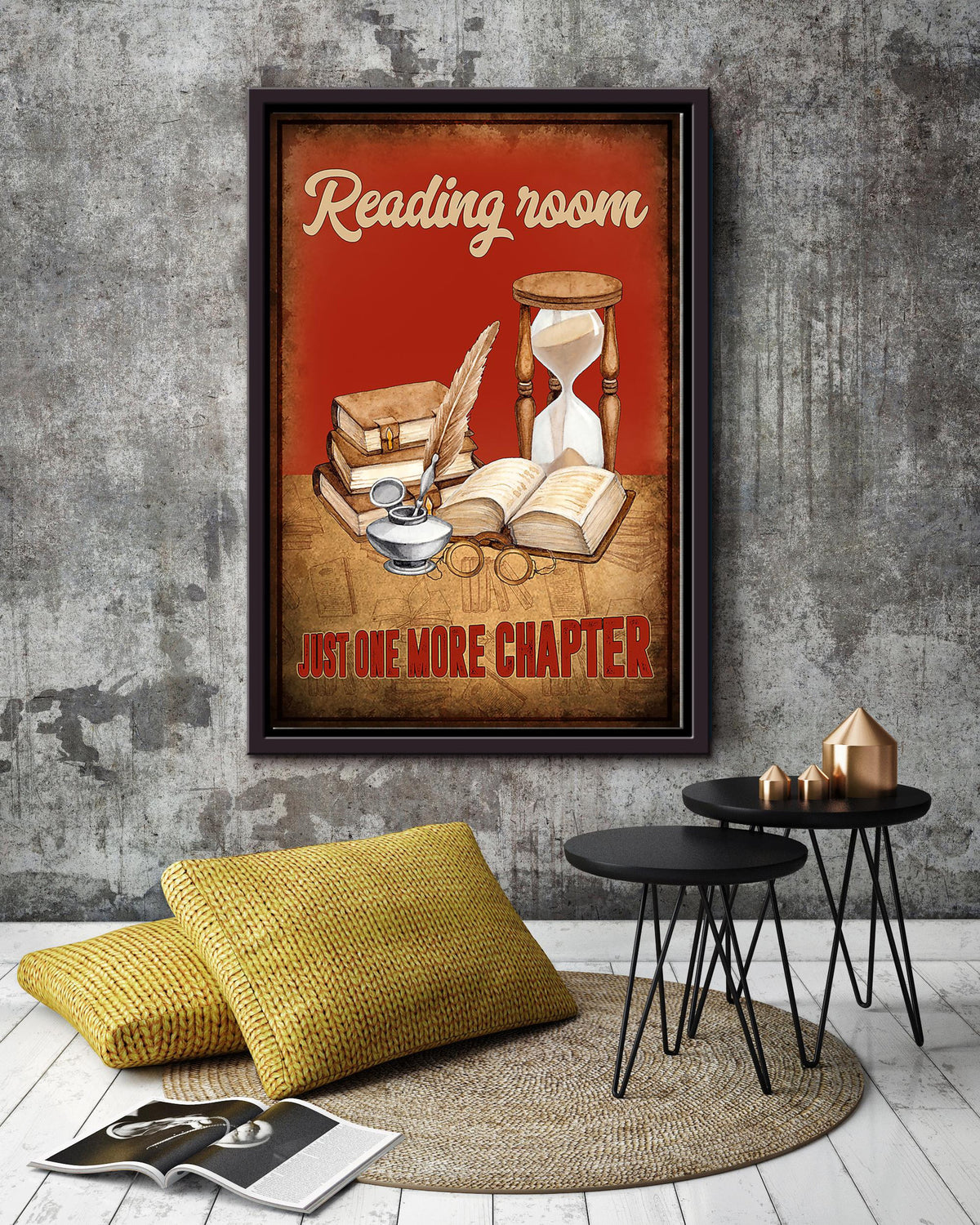 Reading Room Just One More Chapter Wall Art For Book Lover Library Decor National Book Loves Day Framed Matte Canvas Framed Prints, Canvas
