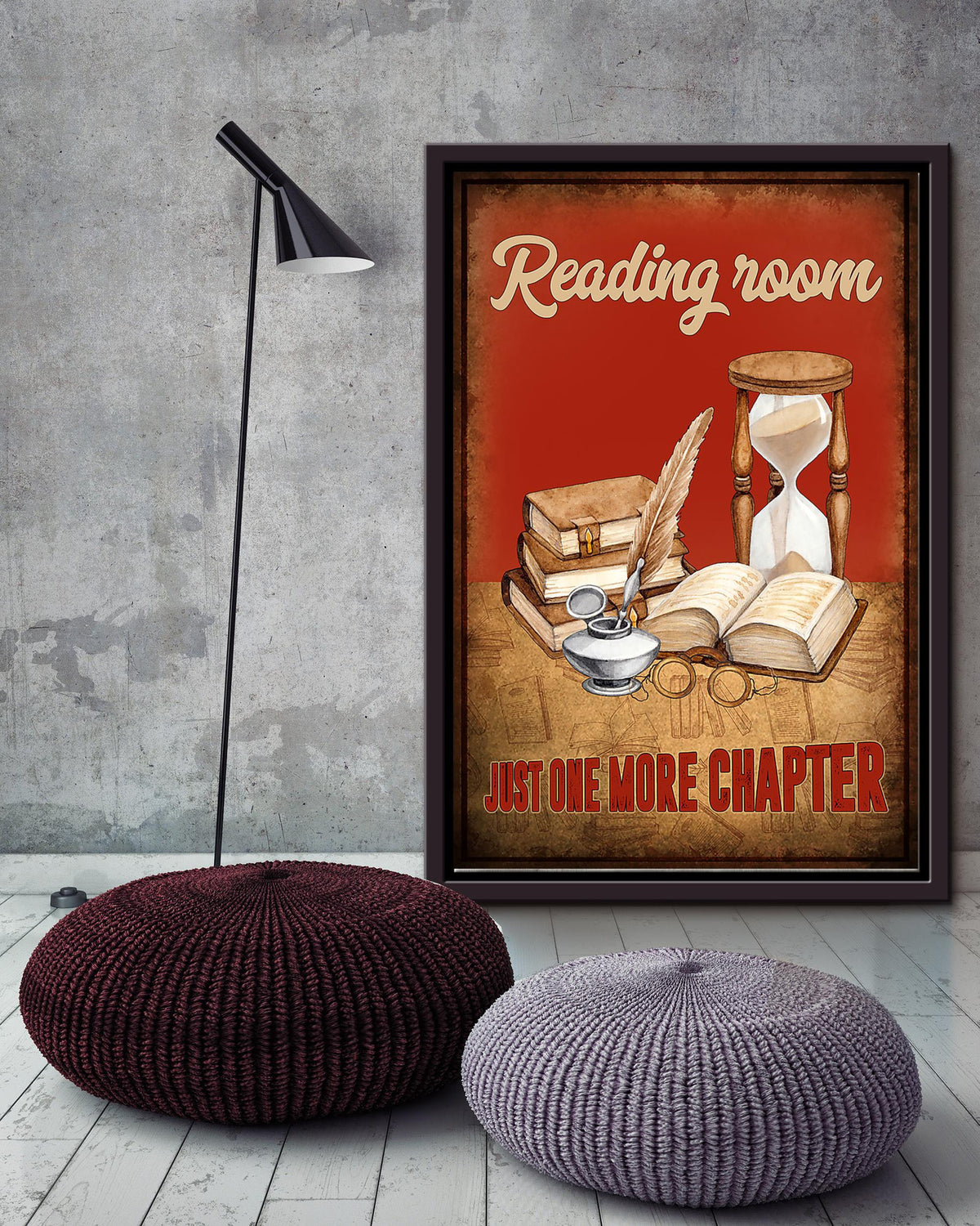 Reading Room Just One More Chapter Wall Art For Book Lover Library Decor National Book Loves Day Framed Matte Canvas Framed Prints, Canvas