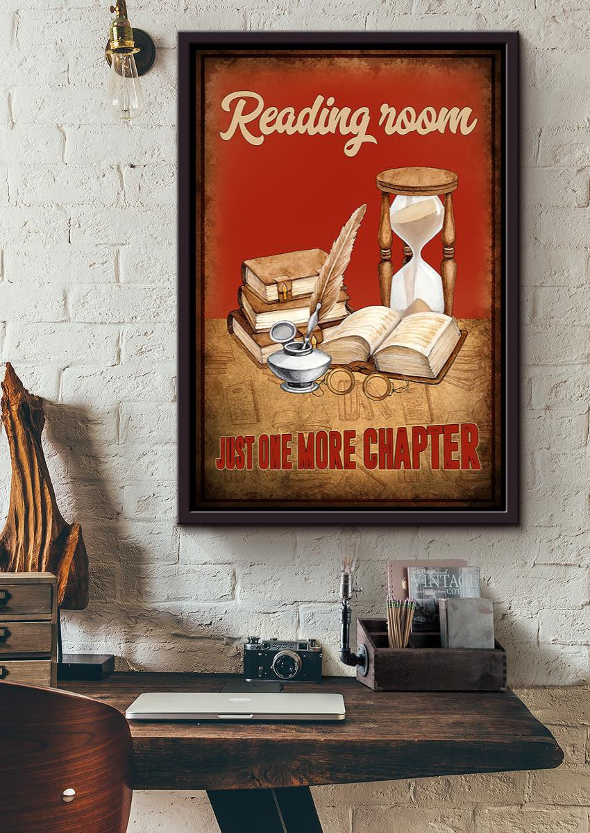 Reading Room Just One More Chapter Wall Art For Book Lover Library Decor National Book Loves Day Framed Matte Canvas Framed Prints, Canvas