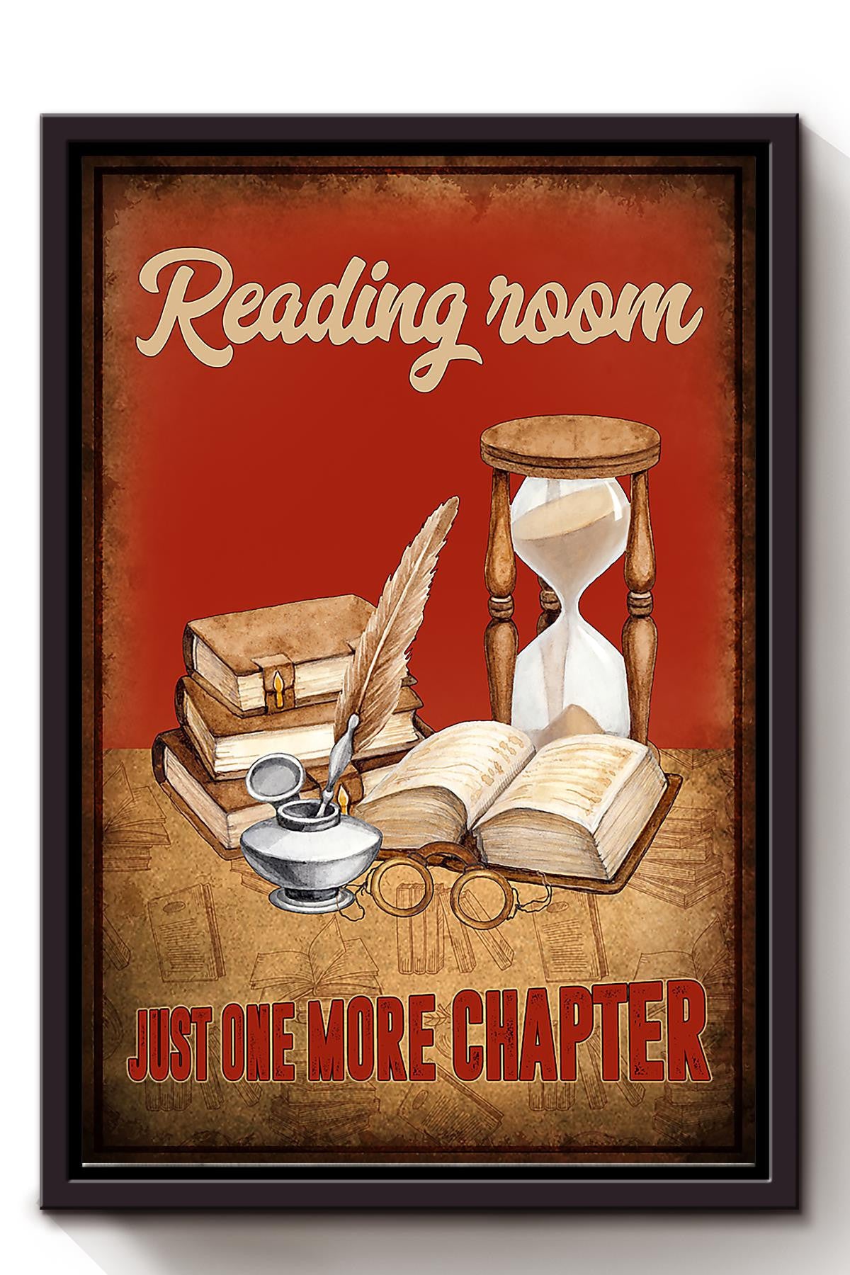 Reading Room Just One More Chapter Wall Art For Book Lover Library Decor National Book Loves Day Framed Matte Canvas Framed Prints, Canvas