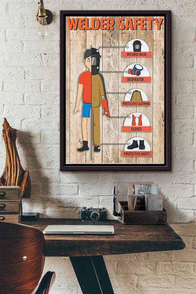 Welder Safety Poster Framed Matte Canvas