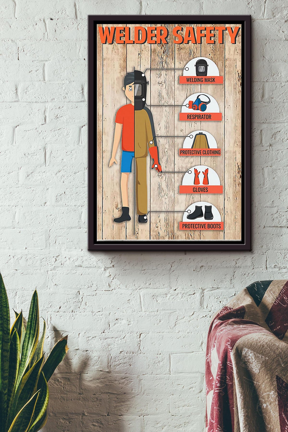 Welder Safety Poster Framed Matte Canvas