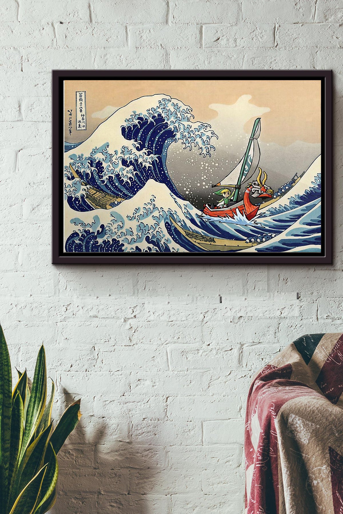 The Great Wave Off Kanagawlink Zeldposter Poster n Framed Matte Canvas