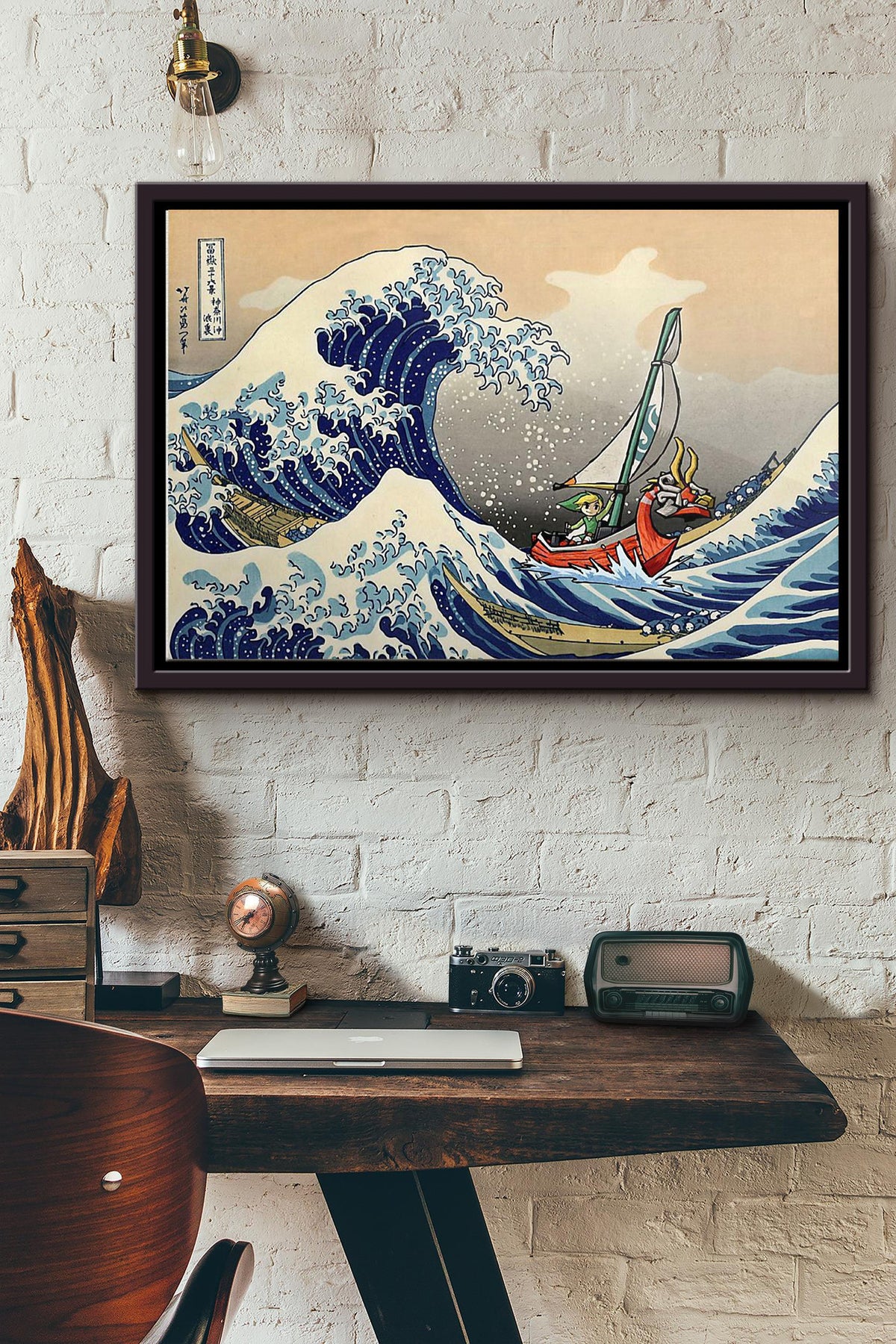 The Great Wave Off Kanagawlink Zeldposter Poster n Framed Matte Canvas