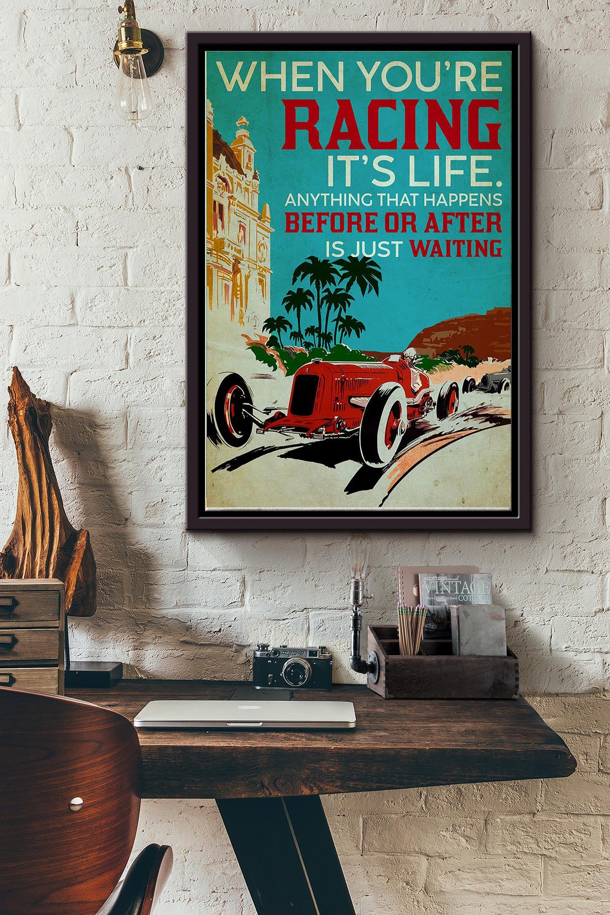 When You re Racing Its Life Summer Beach Poster Framed Matte Canvas