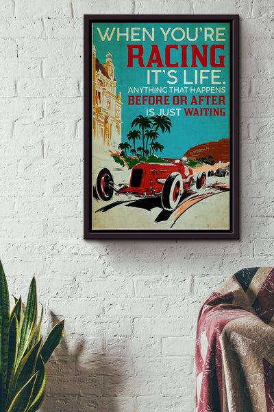 When You re Racing Its Life Summer Beach Poster Framed Matte Canvas