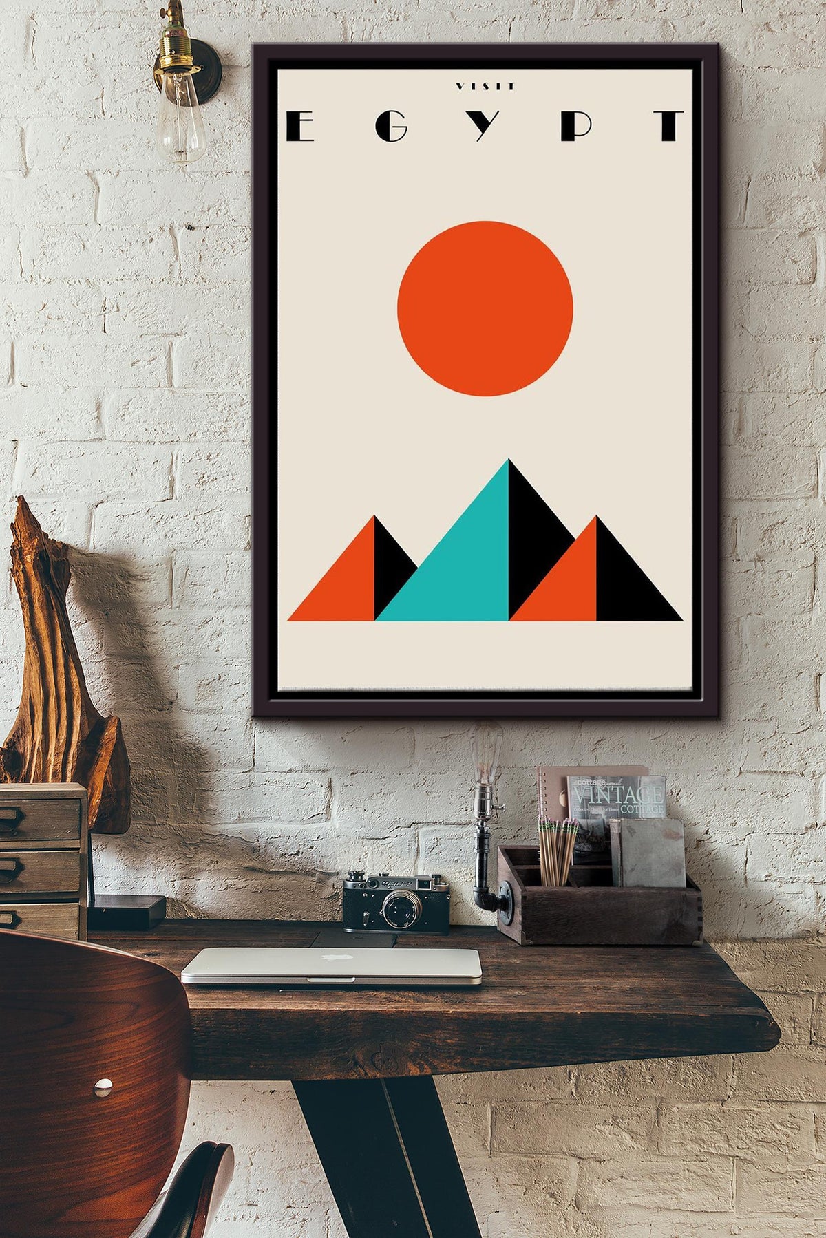 Visit Egypt Minimalist Poster Magnet Framed Matte Canvas