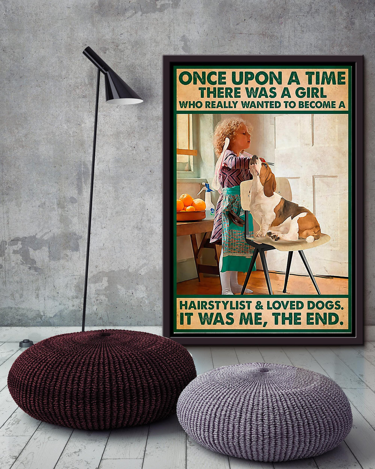 Once Upon A Time There Was A Girl Who Really Want To Become A Hairstylist & Loved Dogs Gift For Hairdresser Dog Lover Hair Salon Decor Framed Matte Canvas