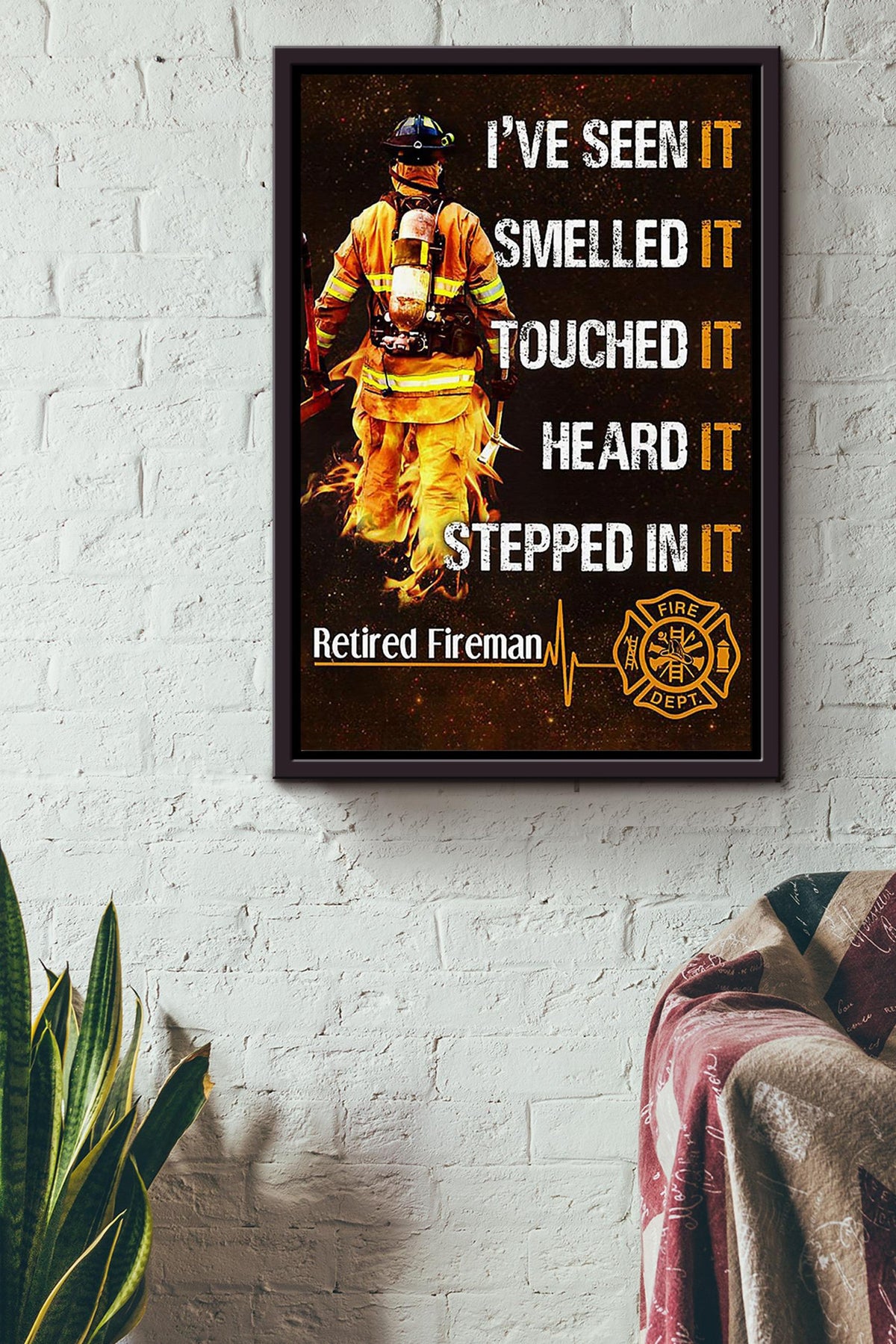 Retired Fireman Gift For Fireman Volunteer Firefighter International Firefighters Day Framed Canvas